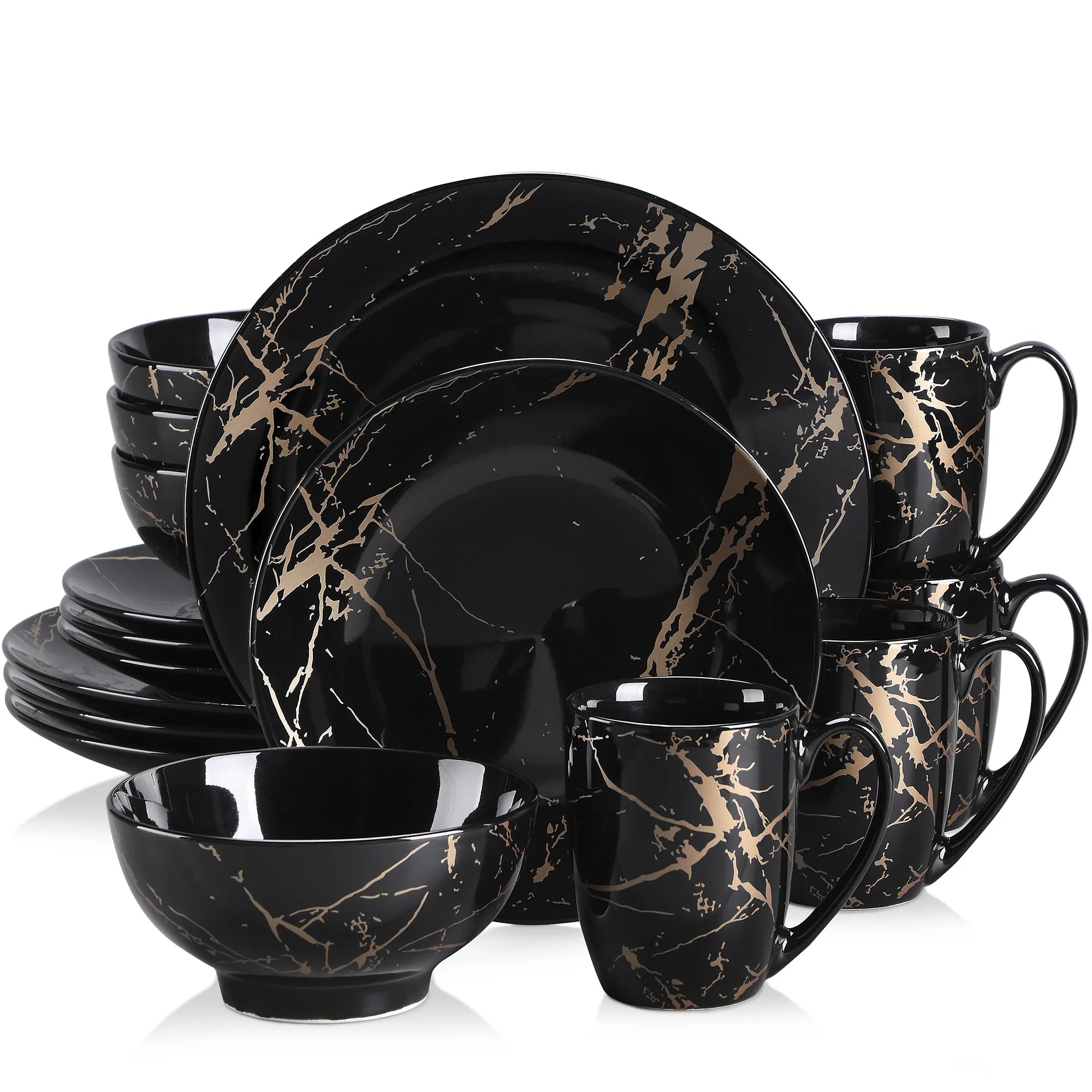 Donna Black Porcelain Dinnerware Set
