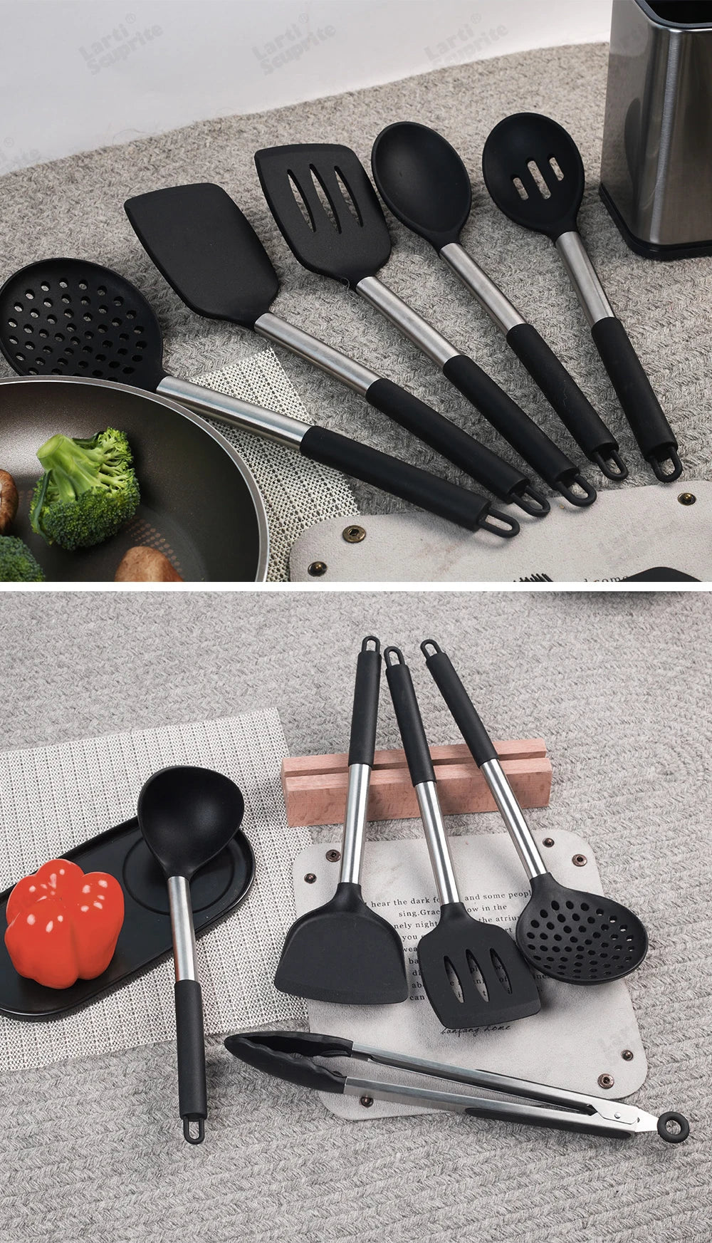 Martha Black Silicone Utensils Set