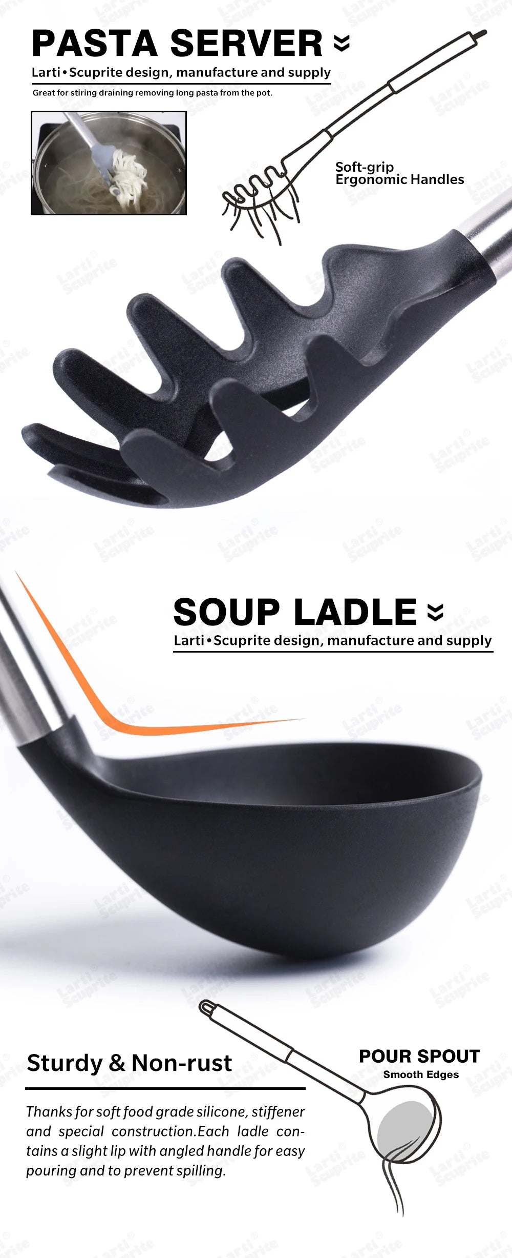 Martha Black Silicone Utensils Set