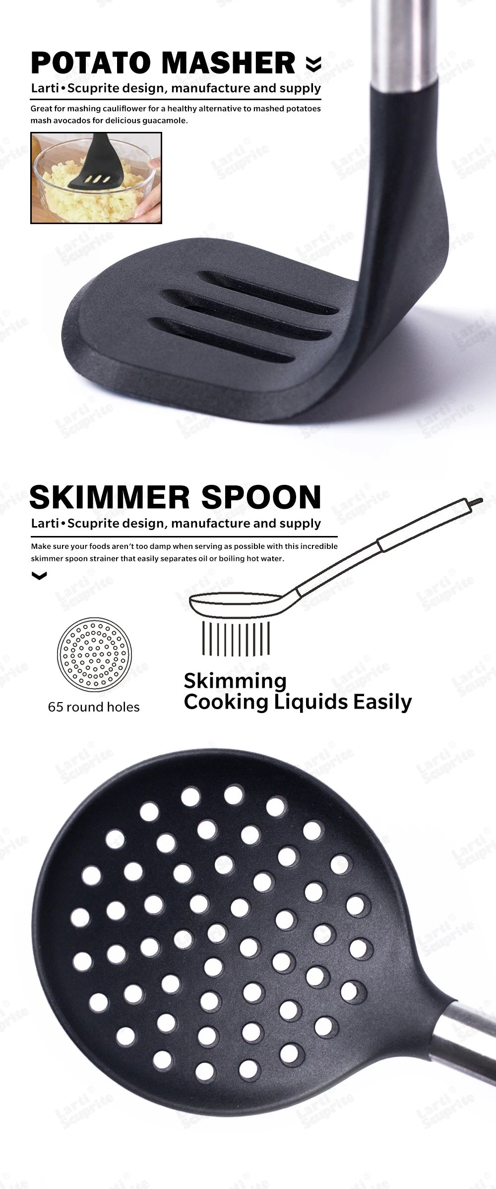 Martha Black Silicone Utensils Set