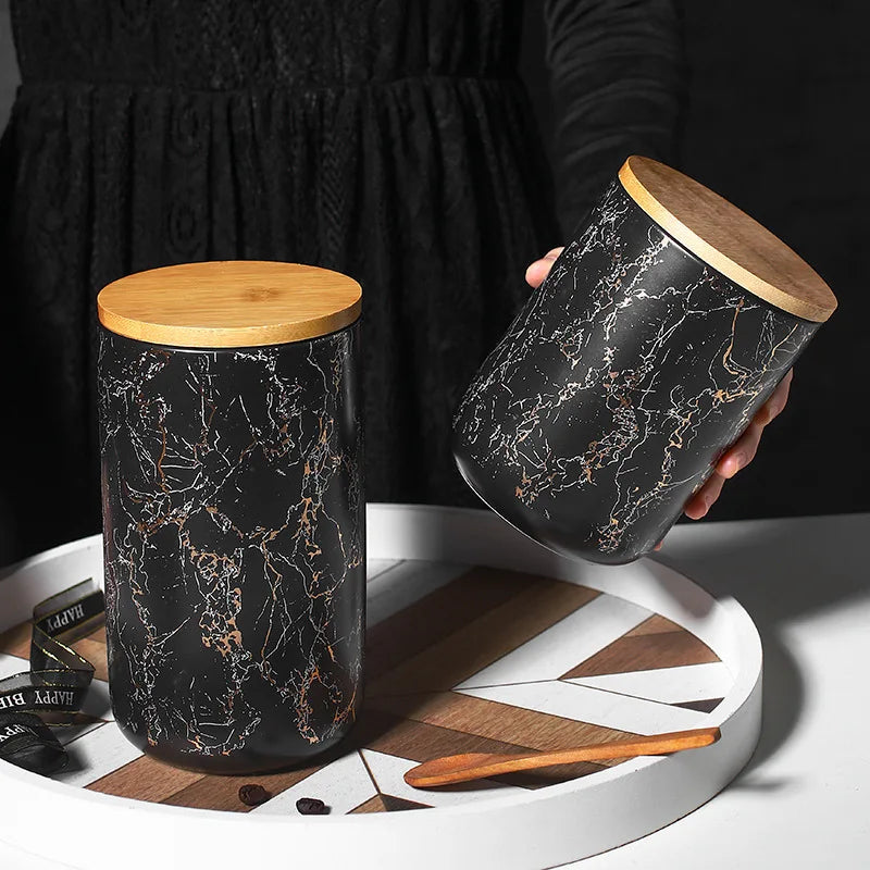Joyce Marbled Ceramic Storage Jar