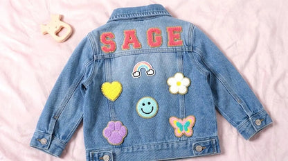 Personalized Chenille Letter Denim Jacket